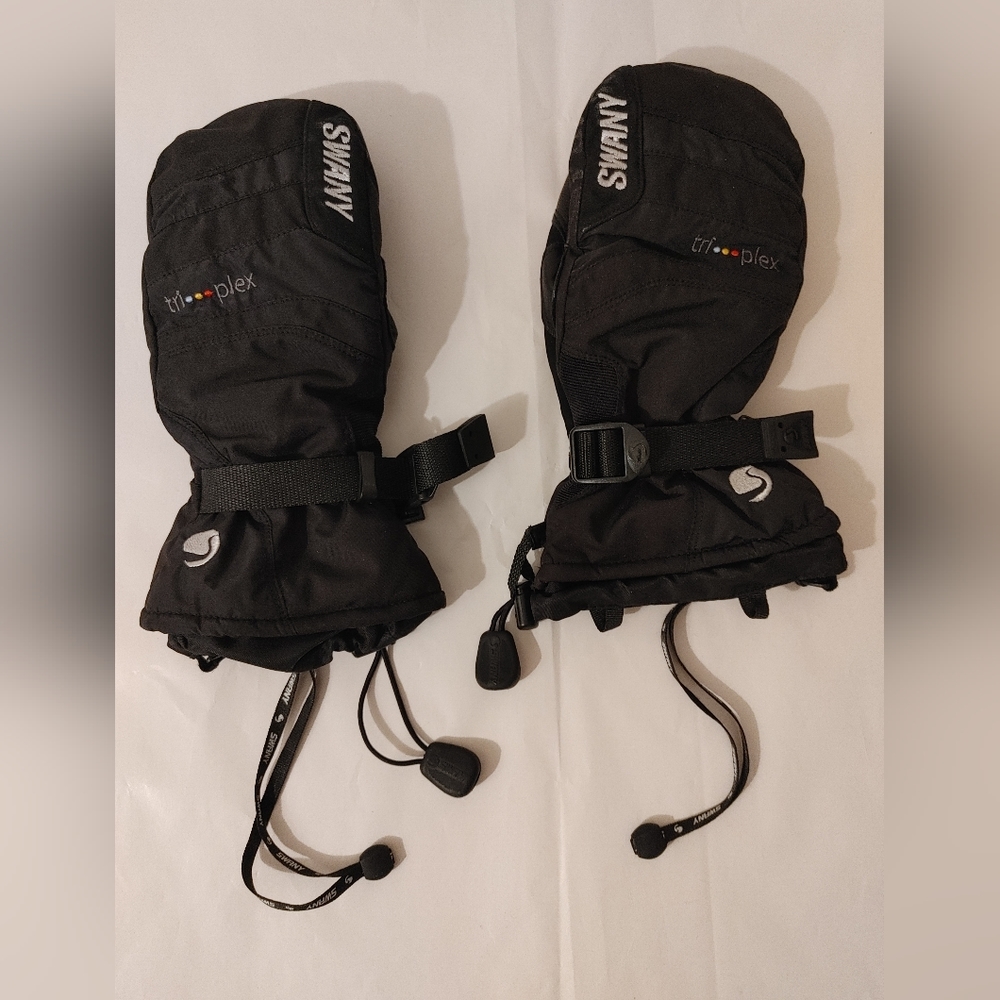 SWANY Tri Plex Women's Gloves Black Leather VR-76 Winter Mittens Ski SZ-M